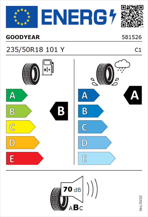 Tyre Label for Goodyear Eagle F1 Asymmetric 6 235/50R18 101Y